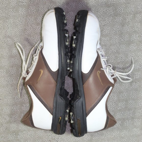 Nike Power Channel Size 9 White and Brown Golf Cleats - Picture 3 of 6